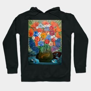 mixed Flowers painted with acrylic and metallic painted I Hoodie